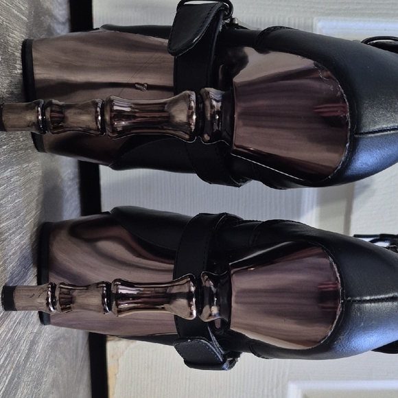 Muerto Gothic Finger Bone Heel Skull Buckle Mid Calf Boots Demonia 1026 Sz 7 - Picture 9 of 15